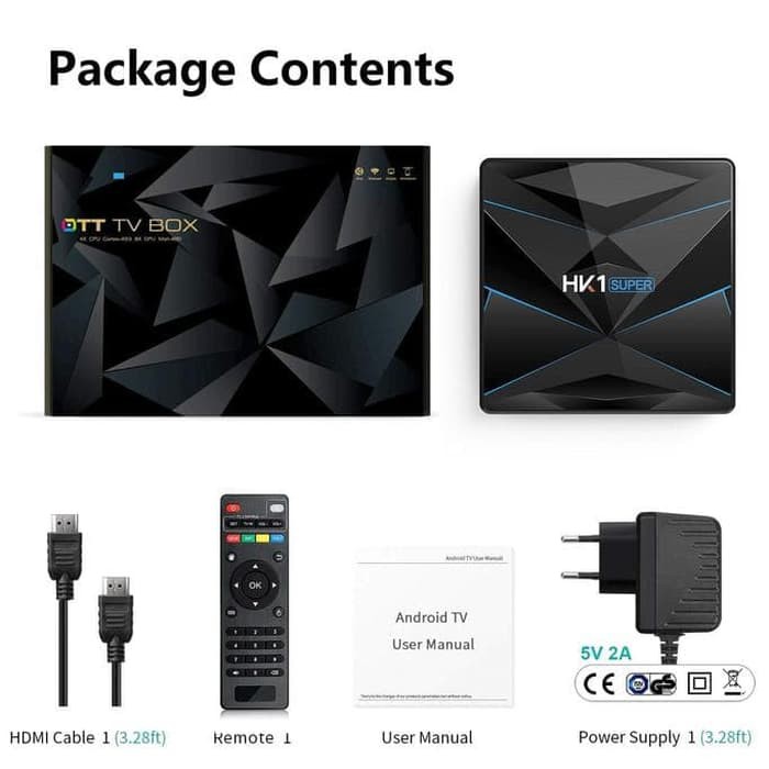 ANDROID TV BOX OTT HK1 SUPER RAM 4GB ROM 32GB/64GB CPU RK3318 SPDIF HDTV USB RCA TF LAN BLUETOOTH DLNA/AIRPLAY/MIRACAST