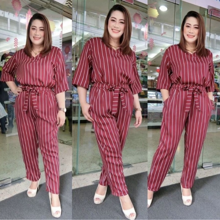 *[GLFK] Jumpsuit Sella / Jumpsuit Jumbo Salur / Bigsize Stripe Jumpsuit / Jumpsuit Jumbo / Pakaian Jumpsuit Wanita