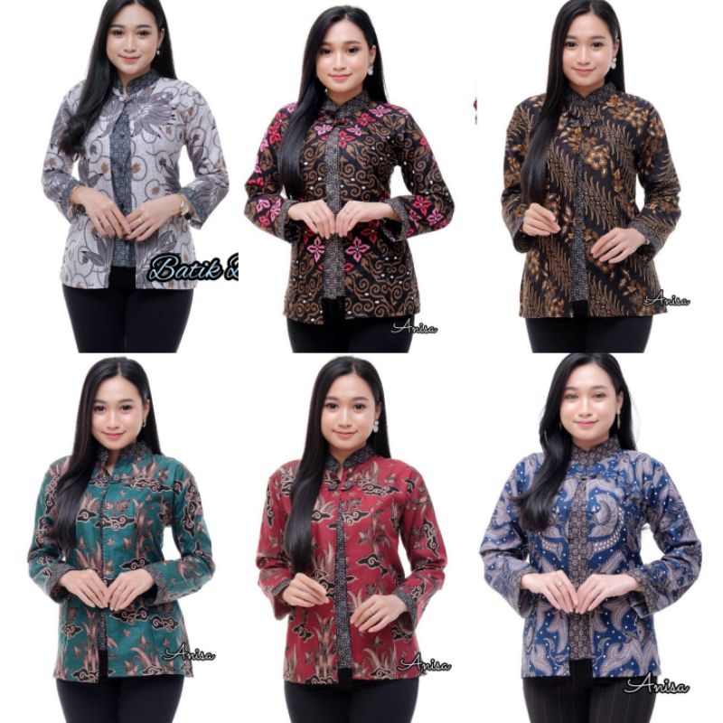 Batik wanita ASJ SA HRB026 Kenongo Kemeja Tosca Pendek-1