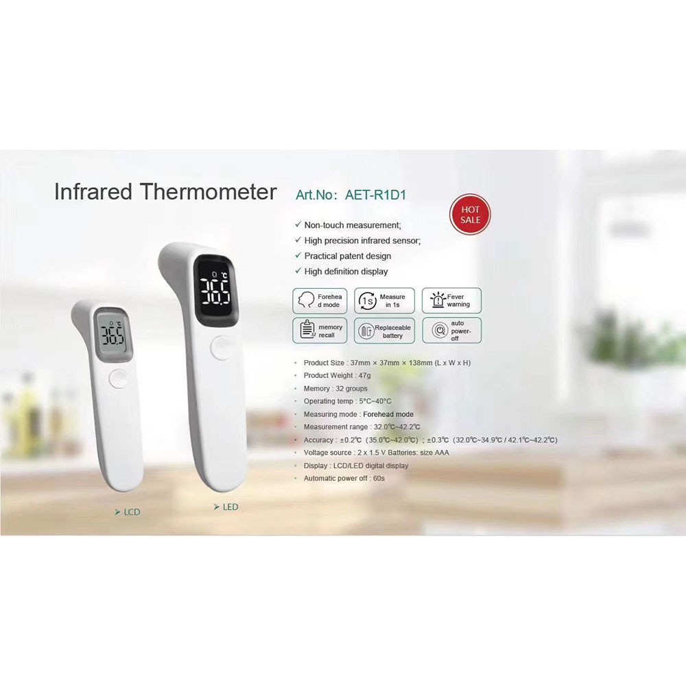 Thermometer Suhu Tubuh Digital Infrared Non Contact LED Pengukur Suhu Tubuh Inframerah - Putih