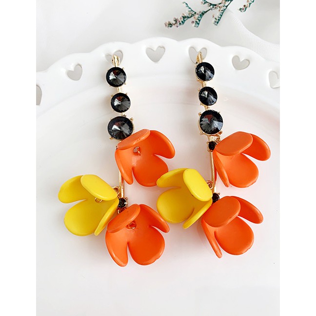 LRC Anting Tusuk Alloy Diamond Resin Flower Earrings F71471