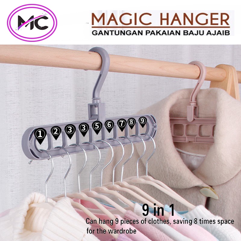 Gantungan Baju 9 Lubang Gantungan Pakaian Lemari 9in 1 Gantungan Baju Anak Bayi Magic Hanger Serbaguna Multifungsi Murah Praktis Kuat