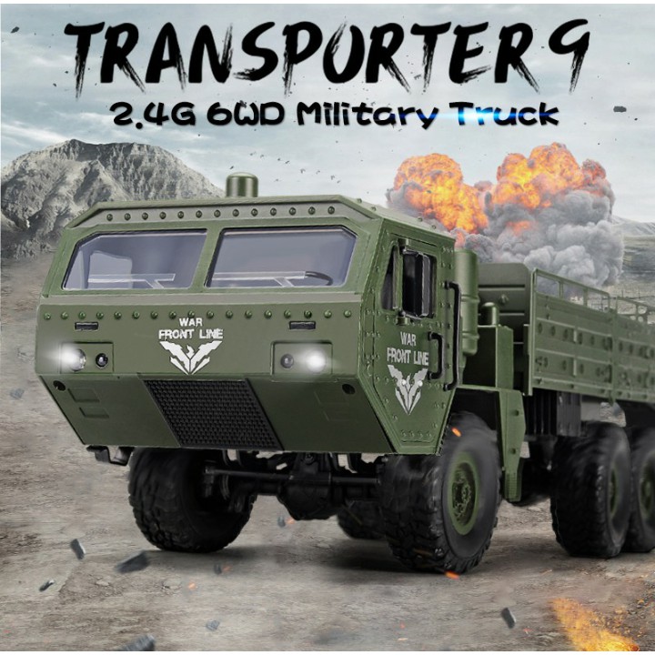 RC Truk Offroad JJRC Q75 Militer Military Truck Skala 1:16 2.4GHz All Wheel Drive 6WD
