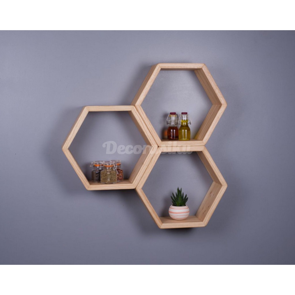 Grosir Rak  Dinding  Hexagonal  D30cm 1pcs Rak  Minimalis 