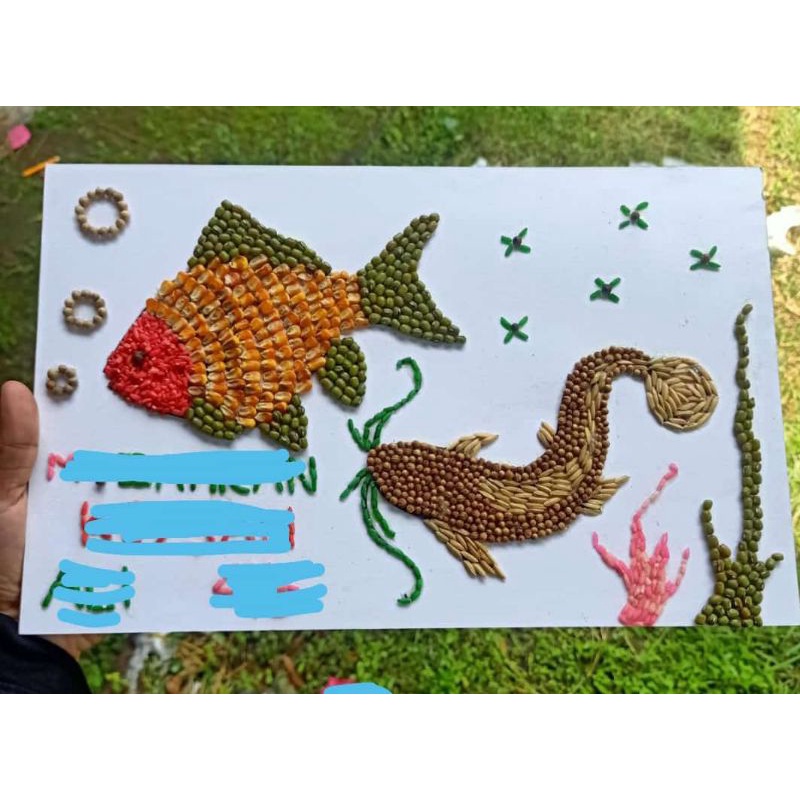 Jual kolase biji bijian kolase hewan mozaik hewan diy kolase prakarya