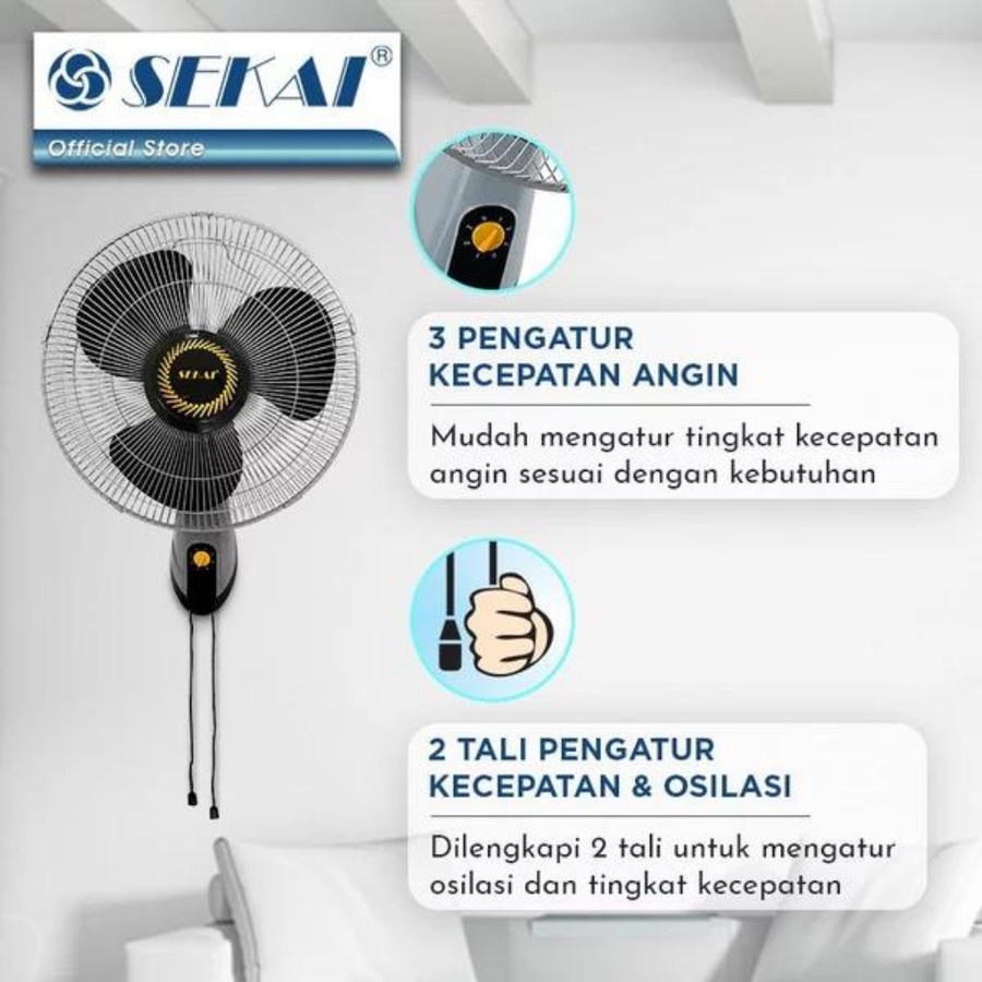 KIPAS ANGIN DINDING 16 INCH SEKAI WF-1627 WALL FAN SEKAI 16 INCH