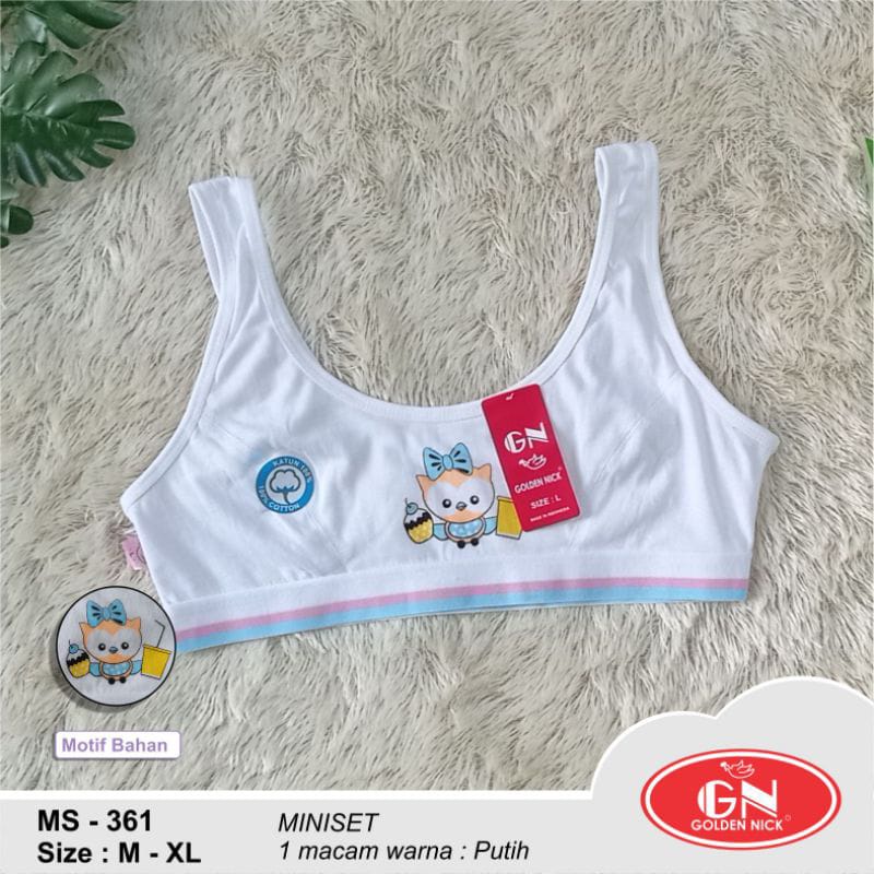 3 Pcs Miniset Golden Nick 361 Anak Perempuan | Mini Bra Set Cewe Cewek Bra GoldenNick GN Remaja ABG Putih Sekolah Pakaian Dalam Underwear Daleman Katun Sguna Grosir