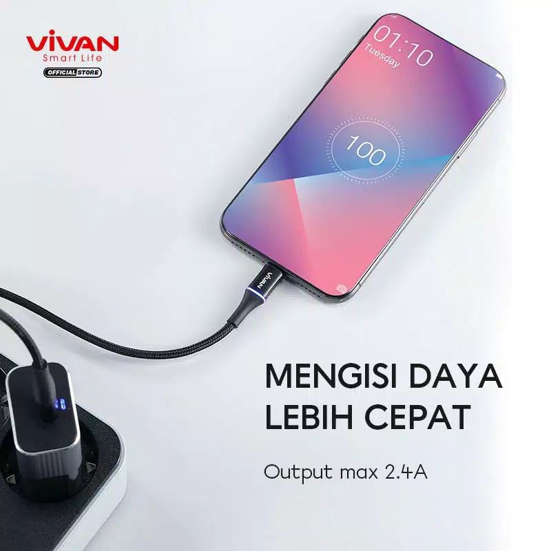 ORI VIVAN VDM100 KABEL DATA MICRO USB 2.4A 100CM QUICK CHARGE (by 88)