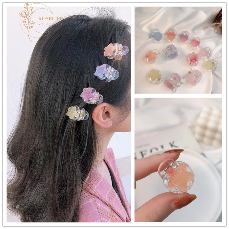 Roselife Soft Sweets Heart Star Mini Hair Claw Clips for Women Girls Hairpin Hair Styling Accessories 1Pc