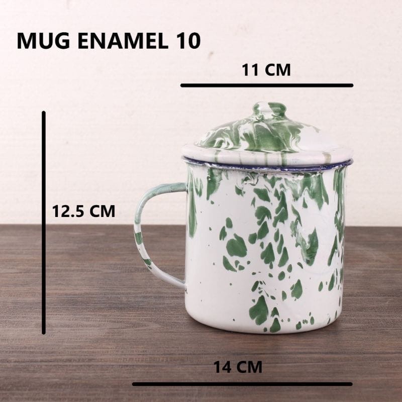 Mug Enamel + Tutup motif Blirik/Gelas jadul Blirik + Tutup