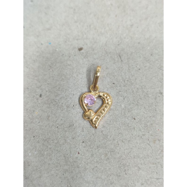 liontin love ukir mata pink pinggir 1/2 gram emas muda