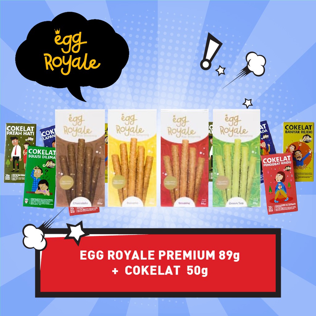 Egg Royale 89gr Bonus 1 COKELAT 50gr Kekinian Rasanya Nikmat Packaging Tepat Eggroll Kue Semprong