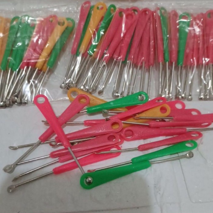 isi 20 pcs - Korek Kuping Stainless – AC 40 – Alat Pembersih Korokan Korek penyedot kotoran Telinga Besi untuk Bayi Kucing Anjing Curek Aplikator cairan obat tetes perawatan ear candle pembersih luka telinga Katembat katenbat   Bakar