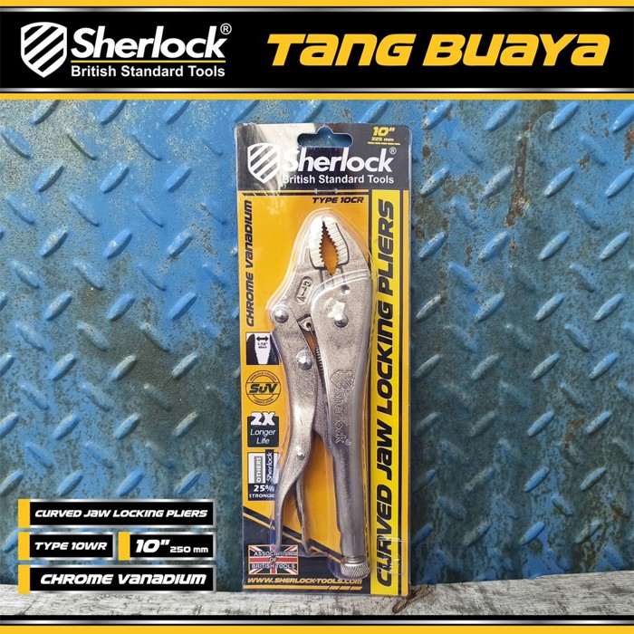 Tang Buaya Sherlock 10 Inch Locking Plier Curve Jaw Type WR CR-V 250mm