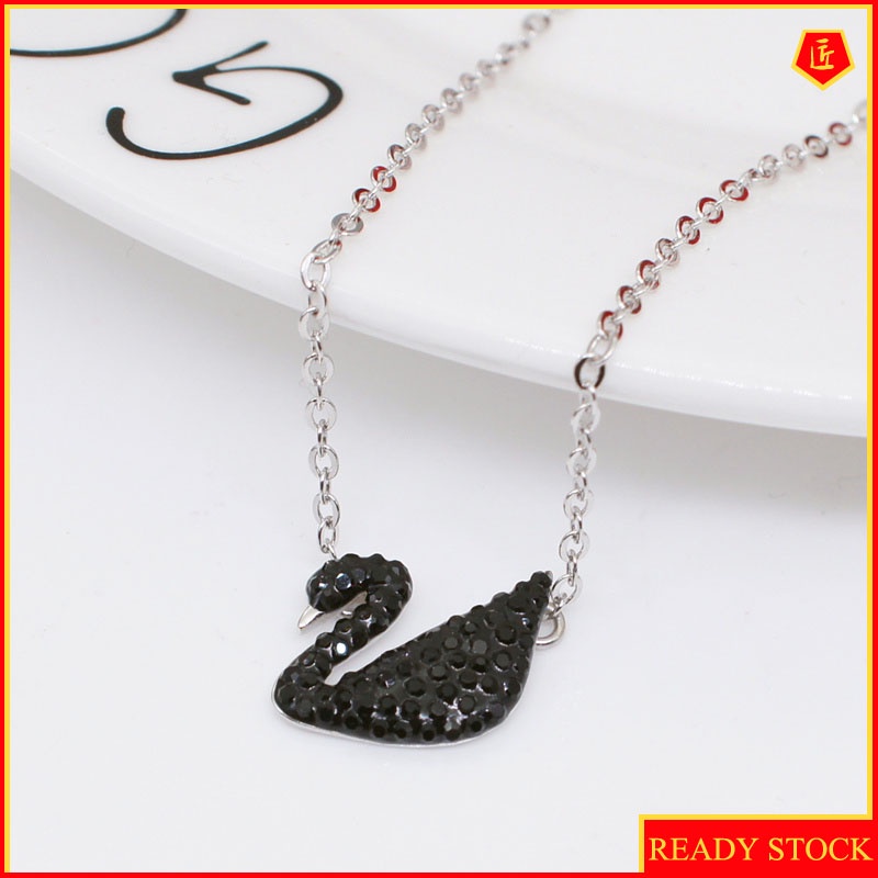 [Ready Stock]S925 Silver Rose Gold Black Swan Necklace Affordable Luxury Fashion