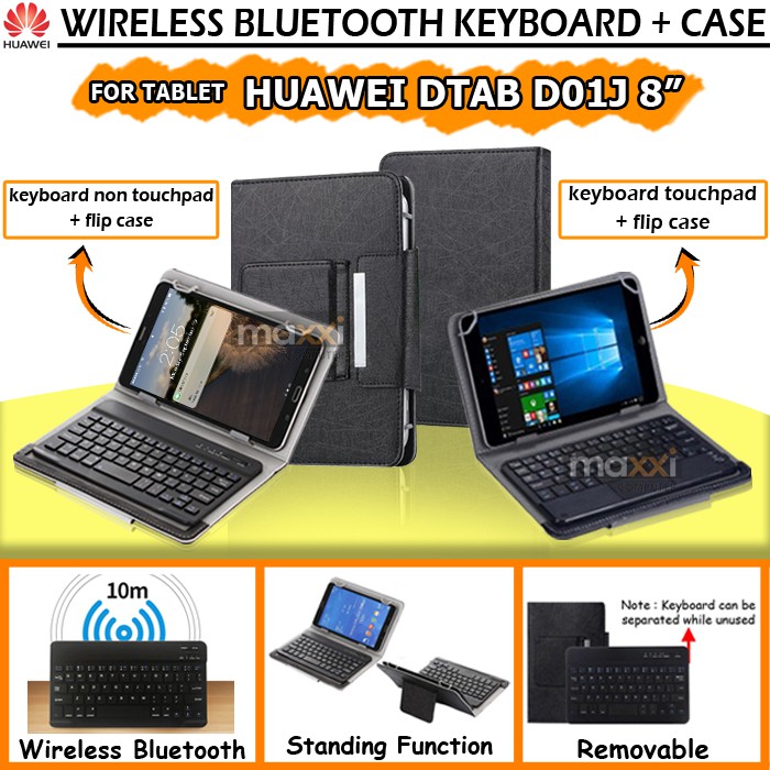 HUAWEI DTAB D01J D TAB D-01J Tab Tablet Wireless Keyboard Touchpad Trackpad Flip Case Cover Flipcase