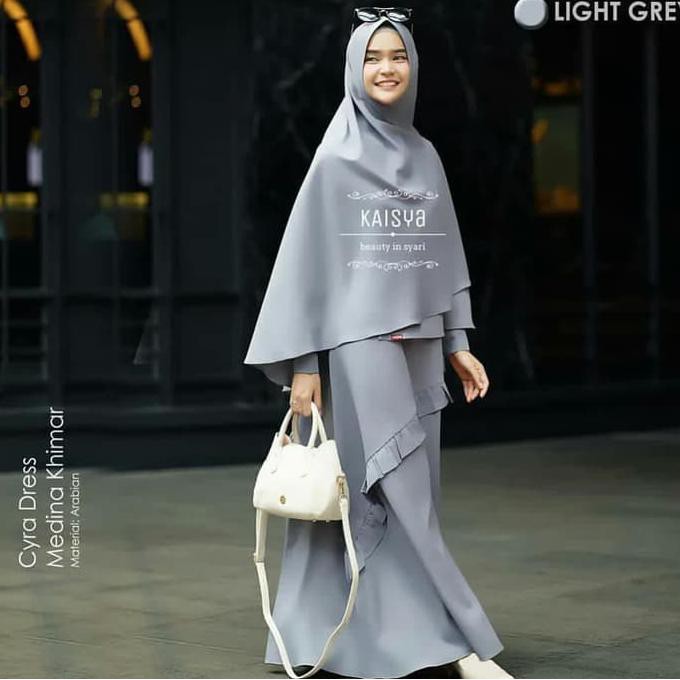 JUS8 CYRA SYARI - BAJU GAMIS MODERN SET KHIMAR BAHAN MOSCREPE - EMERALD STOP MAHAL