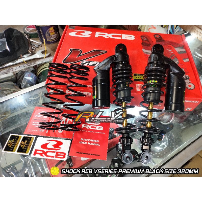 PEREDAM KEJUT/ SHOCK BELAKANG/ SHOCK RCB V-SERIES PREMIUM HITAM UK 320 PNP RX KING