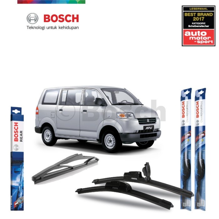 Wiper Depan Belakang Suzuki APV Bosch Frameless Clear Advantage