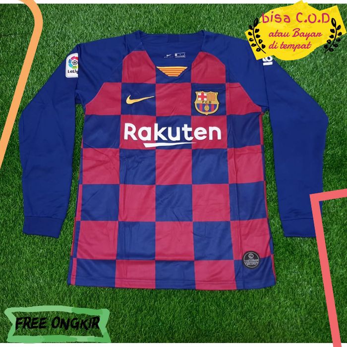 [COD]356 BAJU JERSEY BOLA BARCELONA HOME MURAH LONGSLEEVE LS 2019/2020 GRADE ORIGINAL JERSY