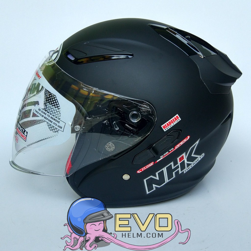 NHK R1_SOLID BLACK DOFF ORIGINAL - HELM NHK R1 BLACKDOFF DOUBLE VISOR