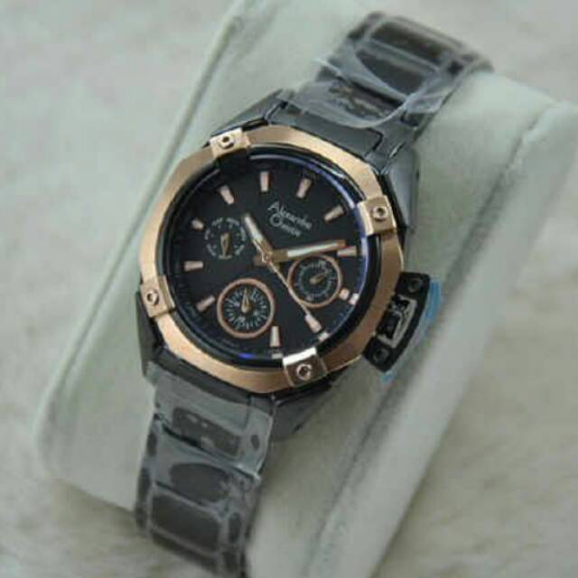 Jam tangan alexandre crhistie ac 6225 mc black gold original