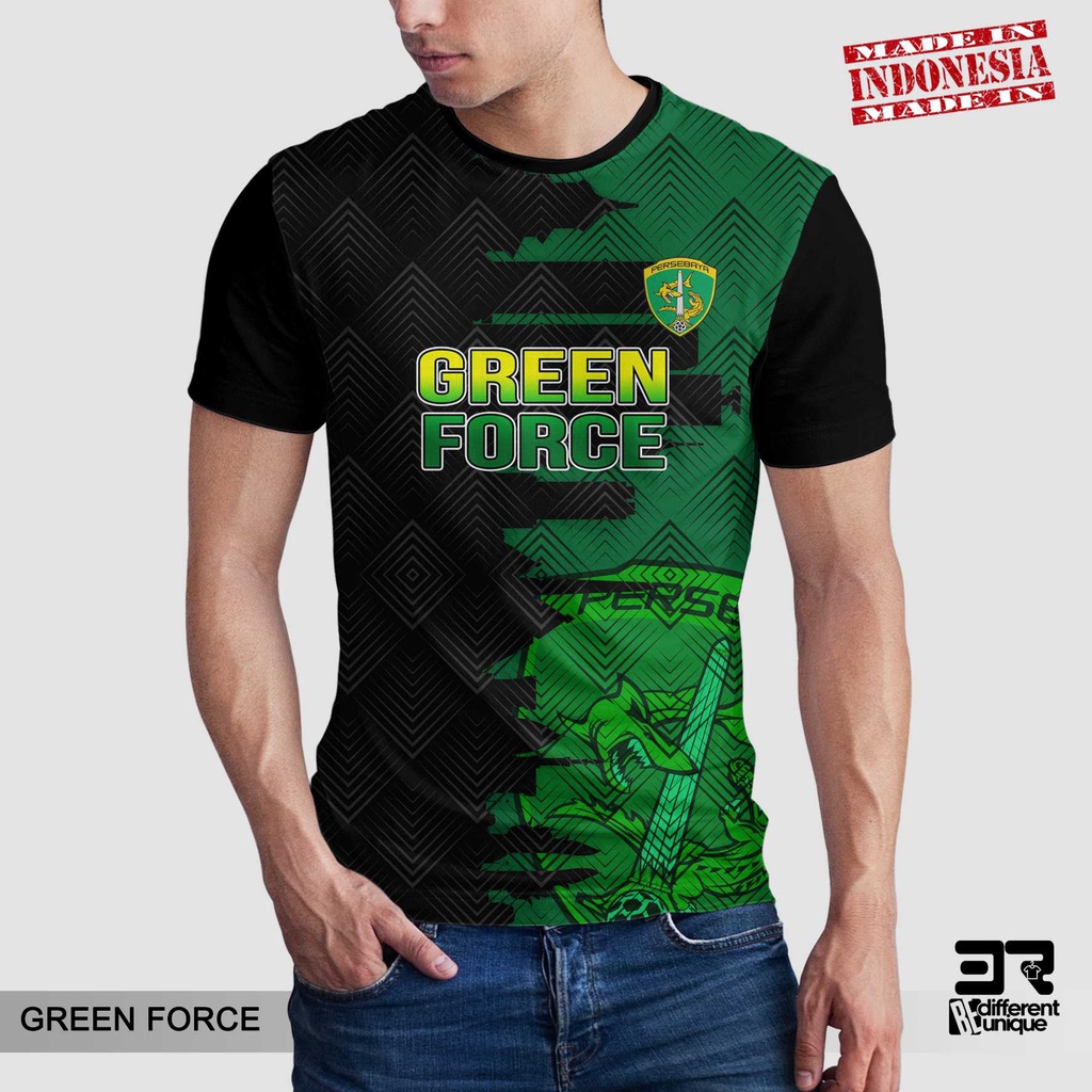 [ COD ] KAOS PRINTING GAMBAR TEAM SEPAKBOLA PERSEBAYA GREEN FORCE - BAJU SEPAK BOLA DISTRO ORIGINAL 