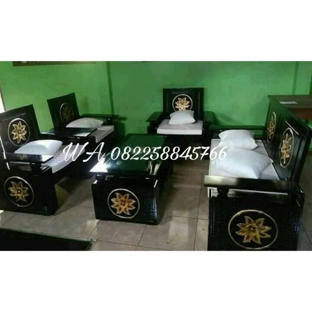 Meja Kursi Tamu Kayu Jati, Kursi Tamu Bantal Dudukan Busa, Kursi Tamu Buatan Jepara