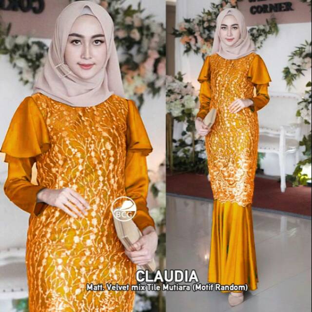 GAMIS PREMIUM CLAUDIA GAMIS PESTA BORDIR SUPER TERMURAH