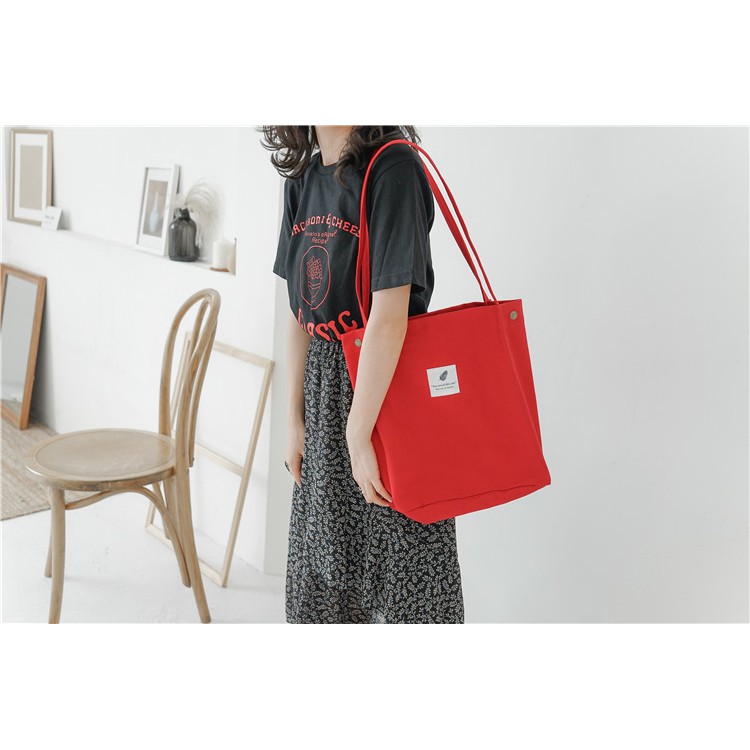 TC-45 tas kanvas canvas merah wanita tote bag import jepang korea high quality