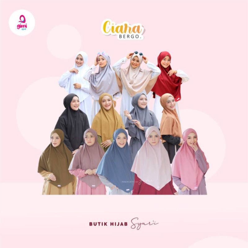 Ciara Bergo - hijab kekinian - hijab instan - ringan adem - bahan arabella crepe - Gimi Hijab