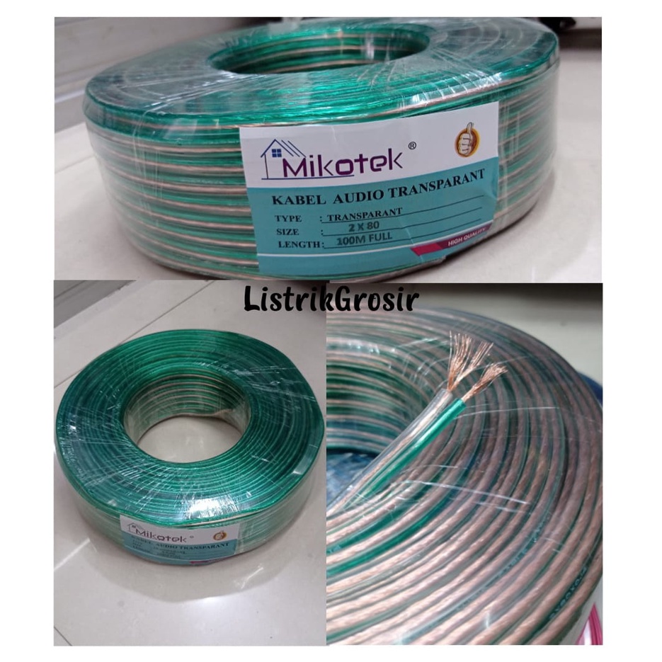 Kabel Monster Kabel Transparan 2x80 Kabel Audio Speaker 100m Full Mikotek