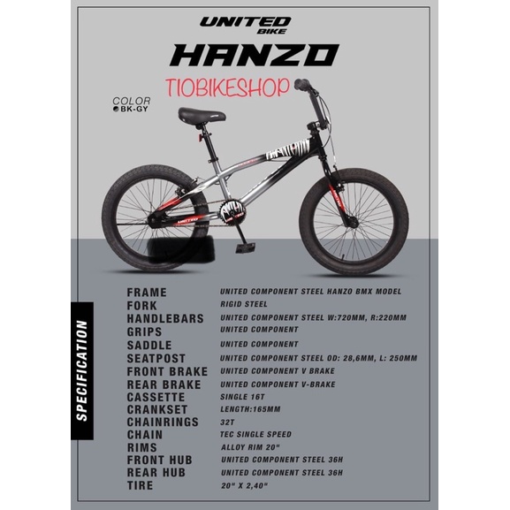 sepeda BMX 20 inch United Hanzo Terbaru