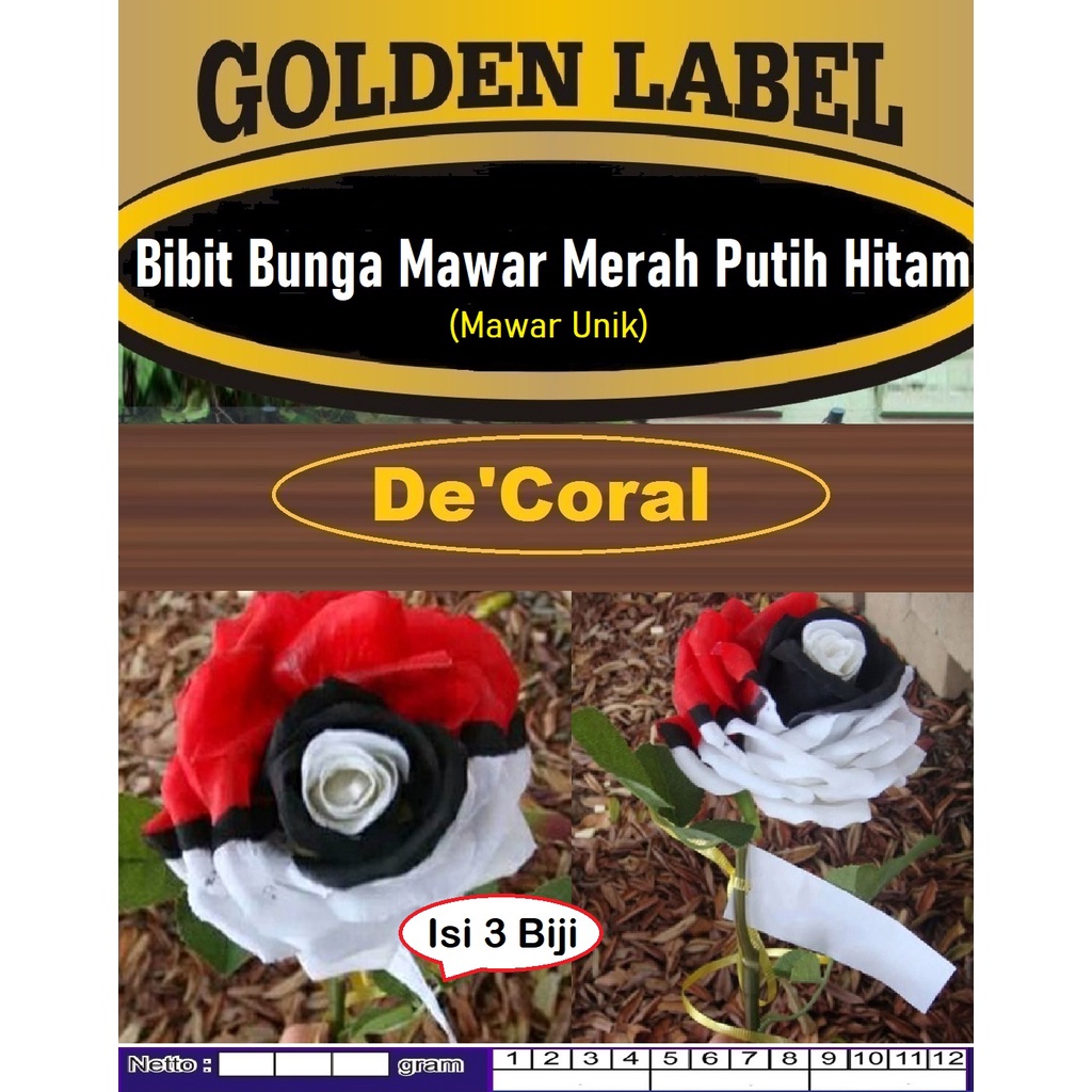 Bibit Bunga Mawar Merah Putih Hitam | Biji Benih Mawar Unik