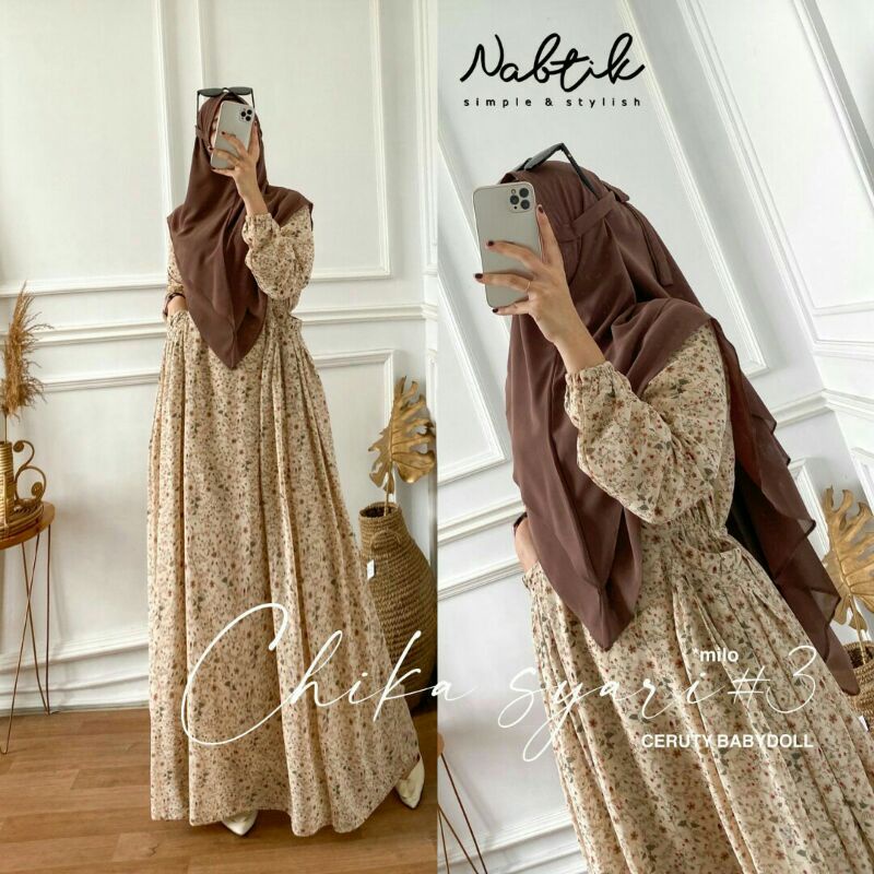 CHIKA SYARI Maxi Dress Wanita Muslim Ori by Nabtik