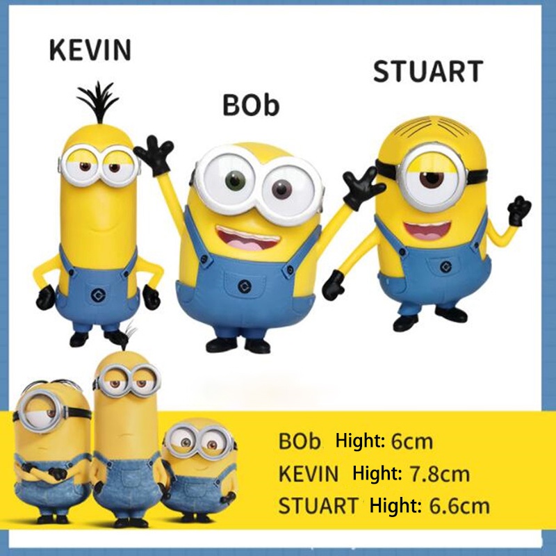 Mainan Action Figure Model Kartun Anime Despicable Me 2 Minions Bob Kevin Stuart Bahan PVC Untuk Hadiah Anak