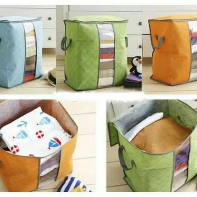 Storage bag berdiri/ storage box selimut/bamboo storage/Tempat penyimpanan selimut/storage organizer