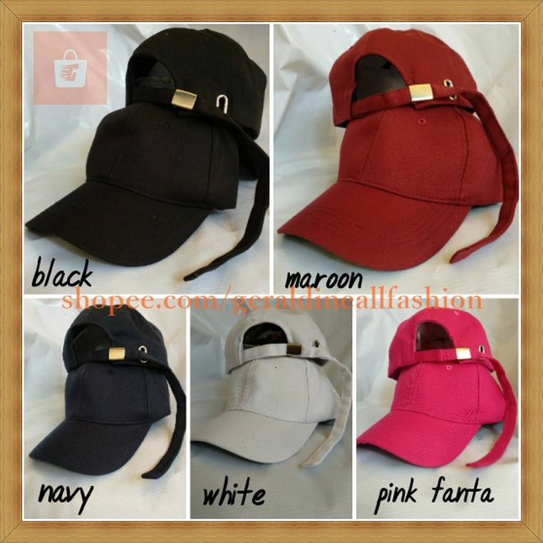 Topi Baseball polos Tali panjang wanita dan pria
