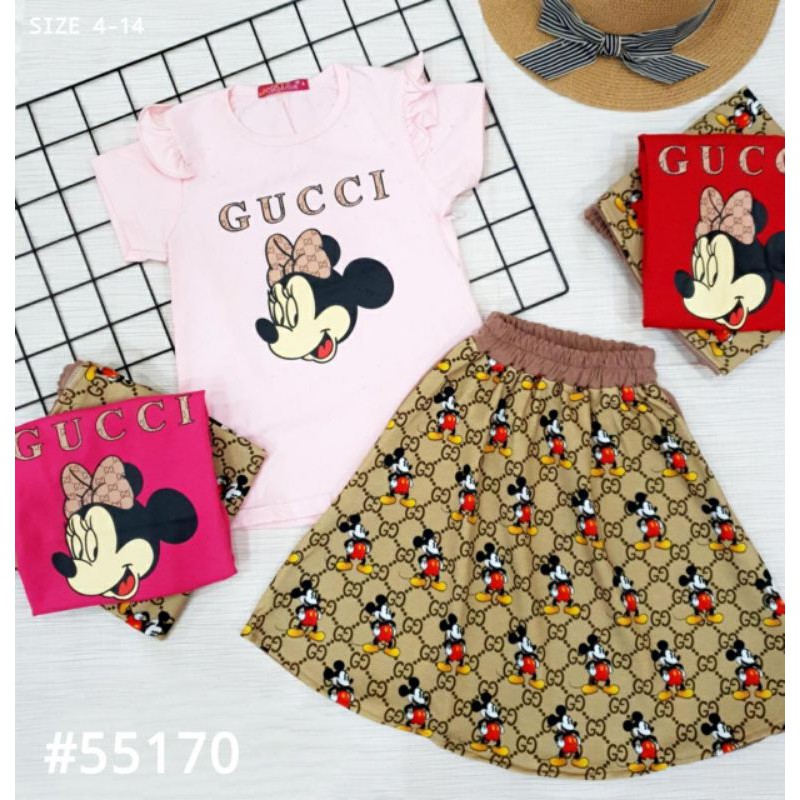 Setelan Rok Mickey Gucci