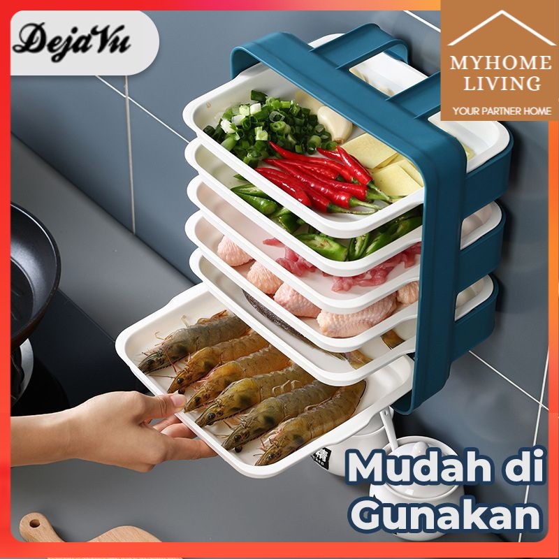 Myhome   Dejavu Rak Gantung Dapur Rak Sayur Susun Food Rack Rak Talenan Penyimpanan Daging Serbaguna