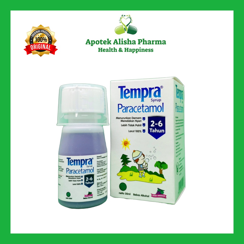 TEMPRA SYRUP 100ml 60ml 30ml - Tempra Sirup Obat Penurun Panas Demam Anak Umur 2 6tahun Untuk Sakit Gigi dan Pereda Nyeri Anak / Tempra Sirup Rasa Grape Anggur