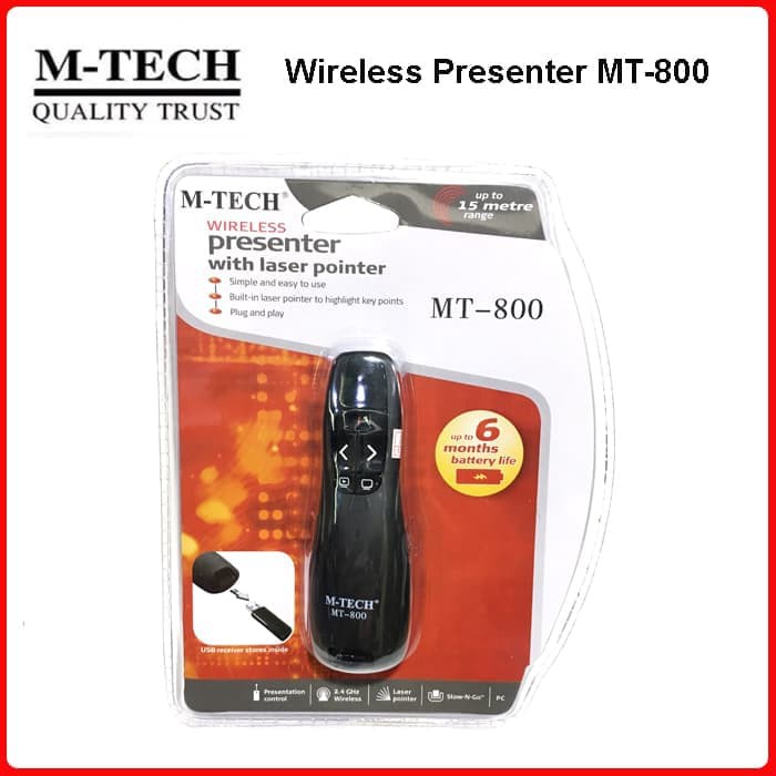 Wireless presenter m-tech 2.4ghz usb with laser pointer mt800 mt-800