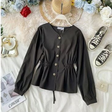 Baju Atasan wanita kekinian - Baju Blouse Polos - Blus Korea- Atasan Wanita Terbaru 2021 -VELISHA-AA