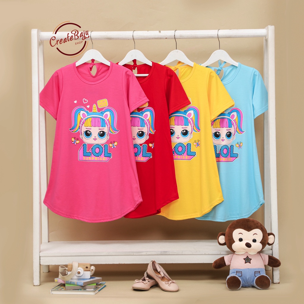 DRESS ANAK PEREMPUAN BAJU ANAK CEWEK LOL DASTER ANAK CEWEK LENGAN PENDEK TERMURAH