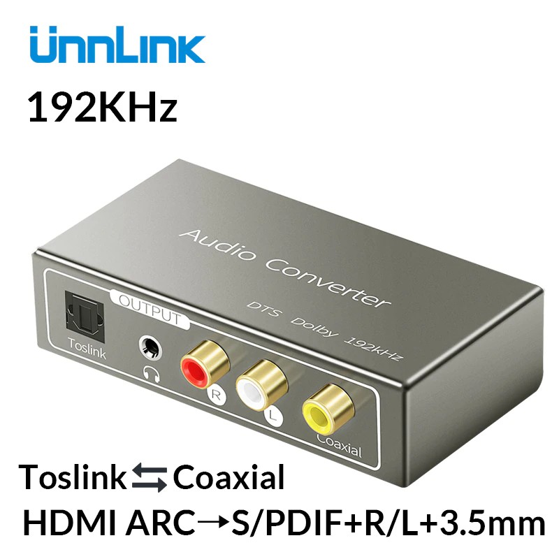 PREORDER Unnlink HDMI ARC to 5.1 SPDIF Toslink Coaxial RCA 3.5mm Jack Audio Converter 192 KHz