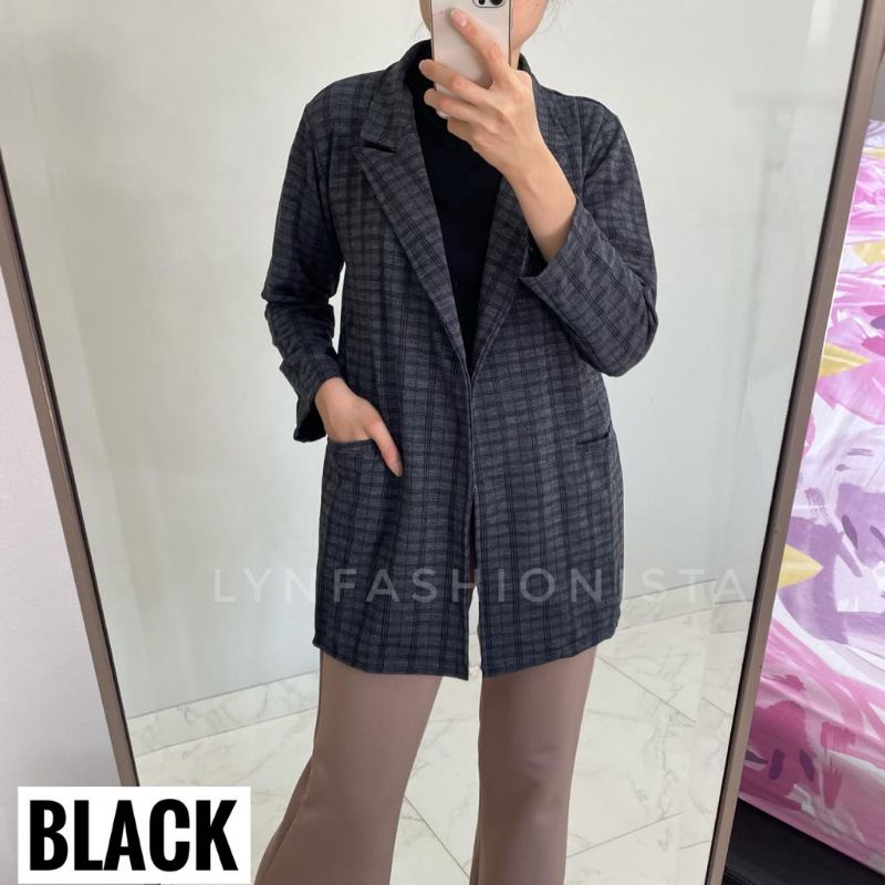 LYNFASHIONISTA-BLAZER WANITA PREMIUM/BLAZER KOREA KOTAK TARTAN/CARDIGAN OFFICE CASUAL/SONYA