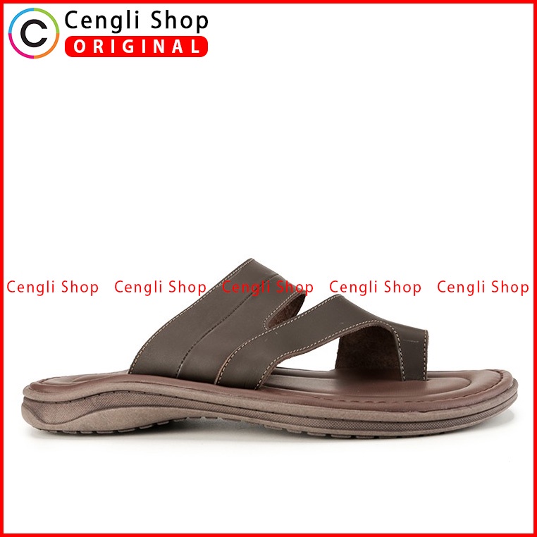 SANDAL JEPIT KULIT ANDRE VALENTINO PRIA ORIGINAL CASUAL COKLAT AVM04