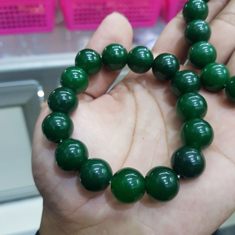 Gelang Giok Hijau Tua Import