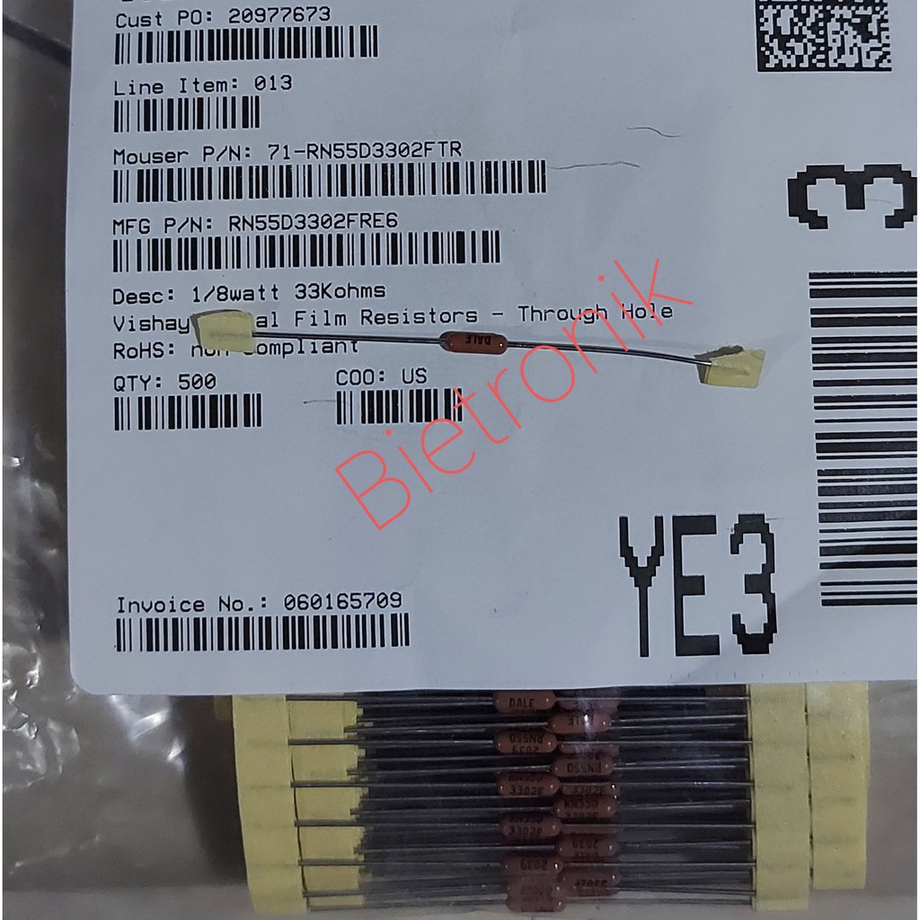 Resistor 33K 33KOhm 1% 1/8W MF RN55D3302FRE6 Original Vishay Dale