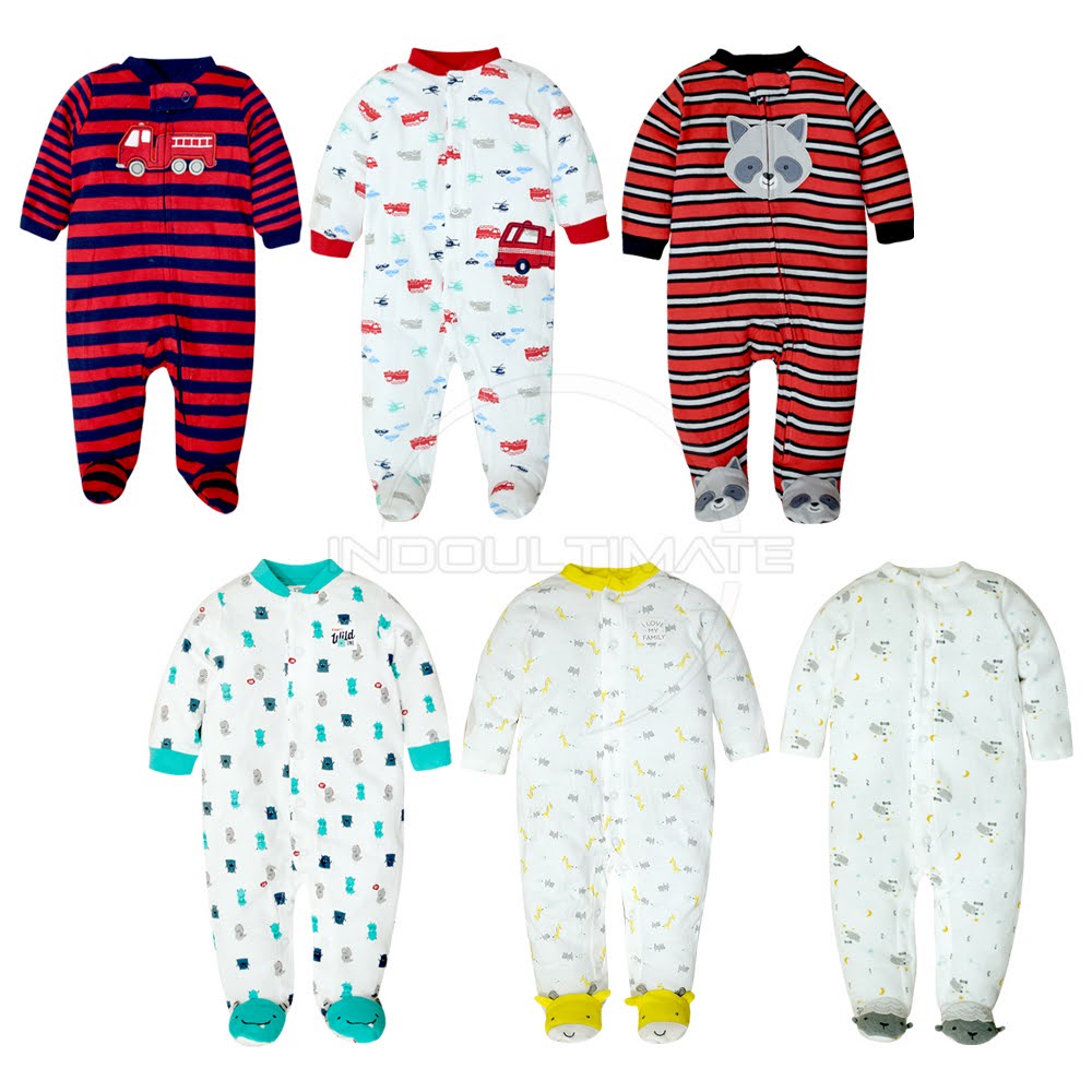 2PCS Sleepsuit BN-5215 Bayi Kaki Tutup COTTON Jumper Bayi Jumpsuit Bayi Lengan Panjang Jumsuit Anak Bayi isi 2 Pcs Baju Tidur Bayi Baju Bayi Set Pakaian Bayi Laki-laki Perempuan Baru Lahir